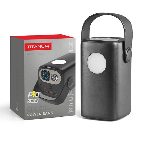 Зарядний пристрій Power Bank TITANUM WC60 60000mAh PD100W, шт<br> Артикул: 132369<br>