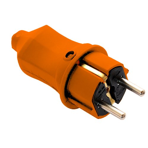 Вилка ERKA 4001-2 Каучук пряма Помаранчева 16А З/З, шт<br> Артикул: 132530<br>