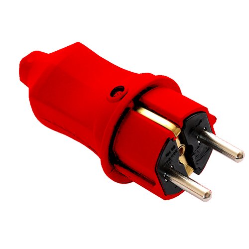 Вилка ERKA 4001-3 Каучук пряма Червона 16А З/З, шт<br> Артикул: 132531<br>