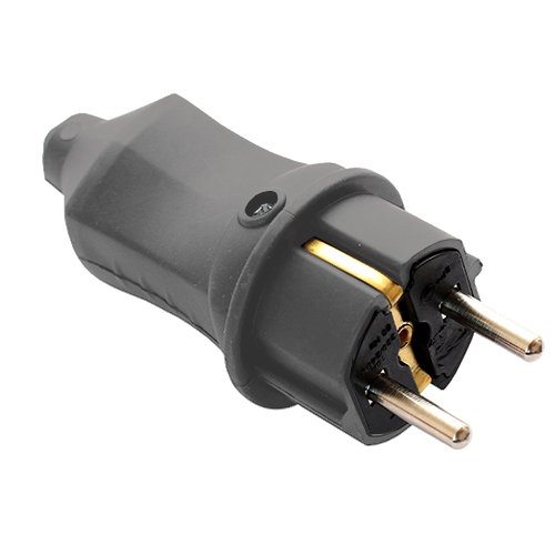 Вилка ERKA 4001-4 Каучук пряма Сіра 16А З/З, шт<br> Артикул: 132532<br>