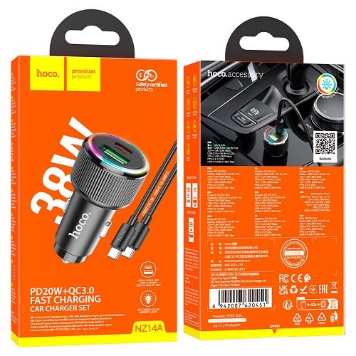 АЗП HOCO NZ14A PD20W+QC3.0 (1USB/1Type-C), шт<br> Артикул: 132615<br>