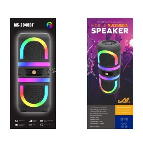 Колонка № MS-2048BT міні валіза від мережі та від акумулятора з USB, SD, FM, AUX, Bluetooth, світломузикою і ручкою 73см*25,5см*25,5см, 25ватт, шт<br> Артикул: 133048<br>