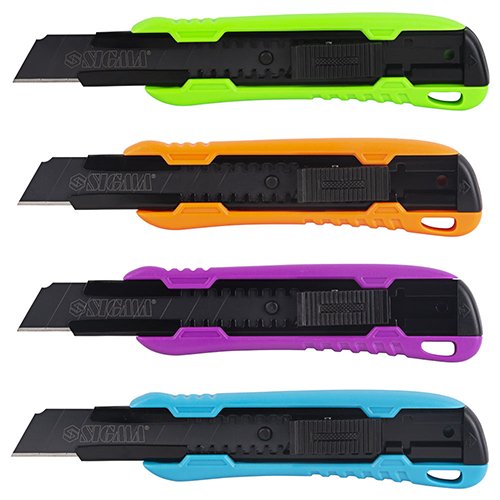 Ніж будівельний Sigma 18мм (пластик ABS) Color автоматичний замок (8211091), шт<br> Артикул: 133197<br>