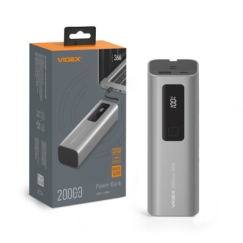 Зарядний пристрій Power Bank VIDEX VPB-366 20000mAh 165W PD100W + Display, шт<br> Артикул: 133304<br>