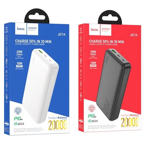 Зарядний пристрій Power Bank HOCO J87A 20000 mAh  PD20W + QC3.0, шт<br> Артикул: 133329<br>