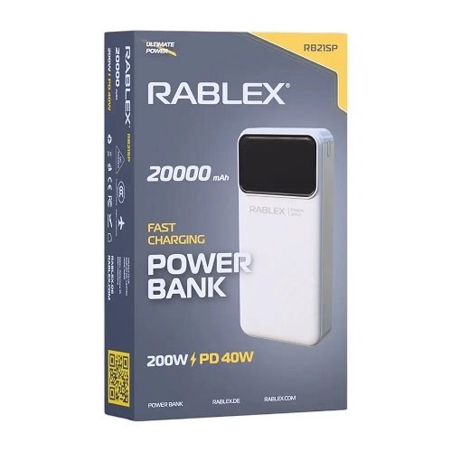 Зарядний пристрій Power Bank Rablex RB21SP 20000mAh Fast charging 200W/ PD40W, шт<br> Артикул: 133526<br>