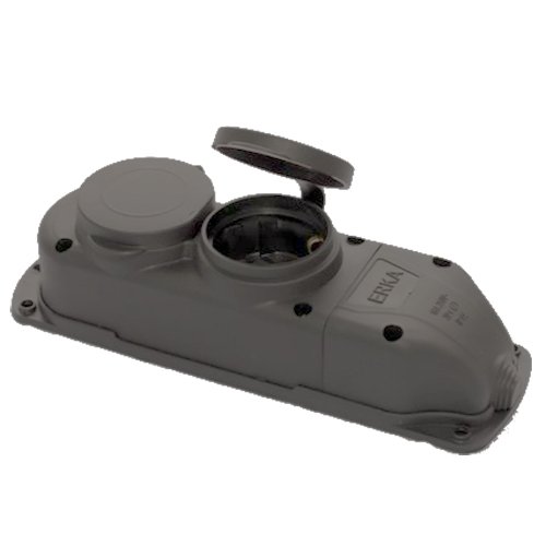 Колодка ERKA каучук 2 гнізда 6002-4 Сіра 16А З/З, шт<br> Артикул: 133626<br>