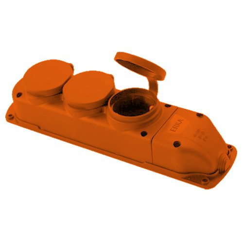 Колодка ERKA каучук 3 гнізда 6003-2 Помаранчева 16А З/З, шт<br> Артикул: 133628<br>