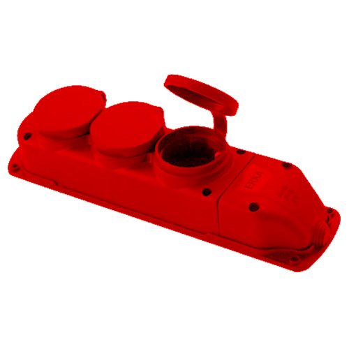 Колодка ERKA каучук 3 гнізда 6003-3 Червона 16А З/З, шт<br> Артикул: 133629<br>