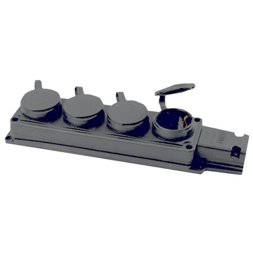 Колодка ERKA каучук 4 гнізда 6004-4 Сіра 16А З/З, шт<br> Артикул: 133633<br>