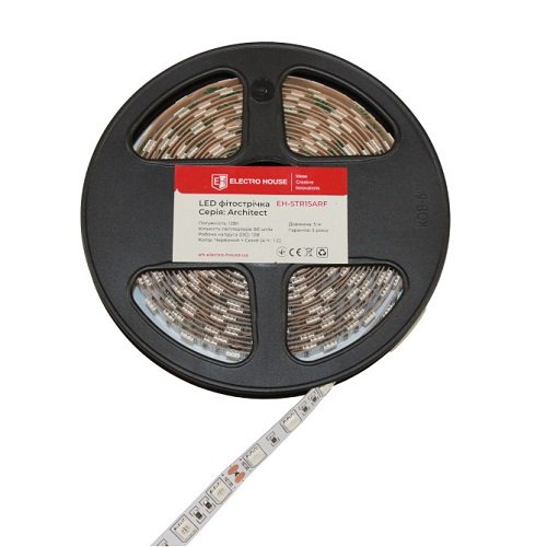 Стрічка LED ElectroHouse 12W 12V SMD5050 60 шт/м, IP20, 1м фітострічка (виписувати кратно 5 метрам, ціна вказана за 1 метр) (1102), м.<br> Артикул: 134114<br>