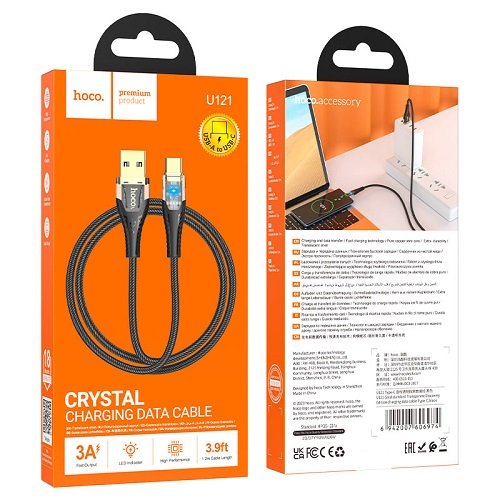 Кабель USB-Type C HOCO U121 1,2м 3.0А (Тканина), шт<br> Артикул: 134156<br>