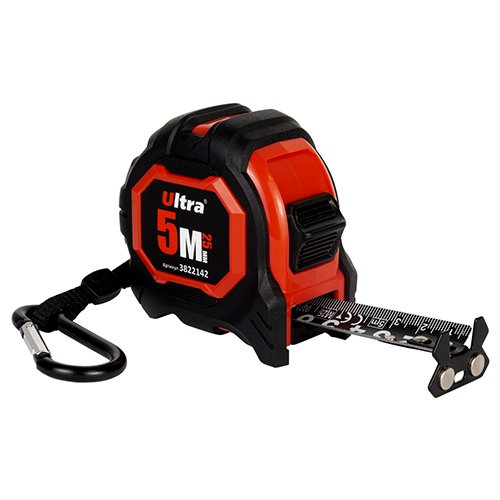 Рулетка Ultra Extra магнітна, обгумована, нейлонове покриття двостороння/зачіп  5м×25мм 3822142, шт<br> Артикул: 134399<br>