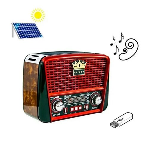 Радіо акумулятор, Bluetooth, USB, SD з ліхтариком та сонячною батареєю GOLON №BT455S, шт<br> Артикул: 134519<br>