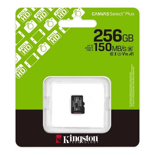 Карта пам'яті micro-SD 256 Gb Kingston (10 Class) R150MB/s + перехідник, шт<br> Артикул: 134762<br>