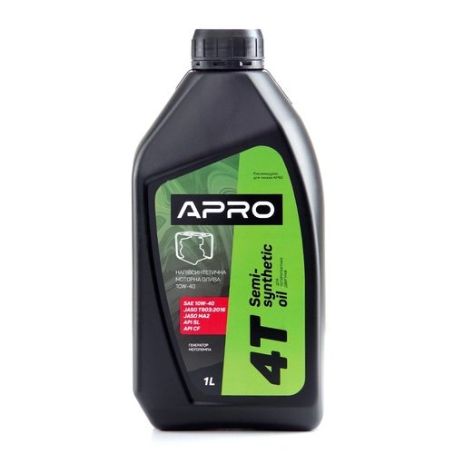 Олива APRO для чотиритактних двигунів напівсинтетична 10W-40 1л [942003], шт<br> Артикул: 135736<br>