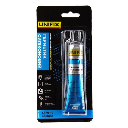 Герметик UNIFIX силіконовий універсальний (прозорий) 50 мл [951263], шт<br> Артикул: 137829<br>