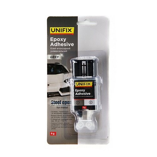 Клей епоксидний UNIFIX для металу шприц (сірий)  6 г [940029], шт<br> Артикул: 137833<br>