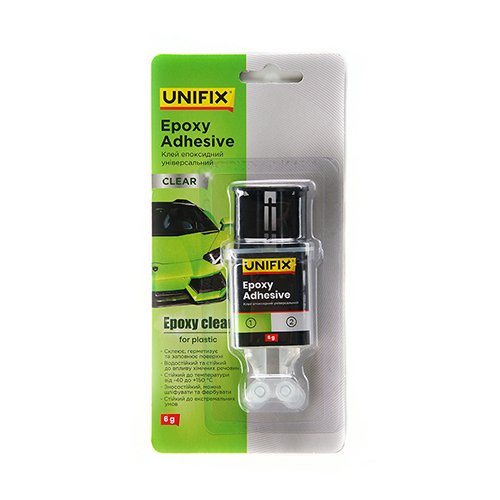 Клей епоксидний UNIFIX для пластику шприц (прозорий)  6 г [940028], шт<br> Артикул: 137835<br>