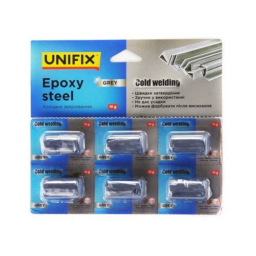 Холодне UNIFIX зварювання сіре 10 г (планшет 6 шт.) [940016], шт<br> Артикул: 138100<br>