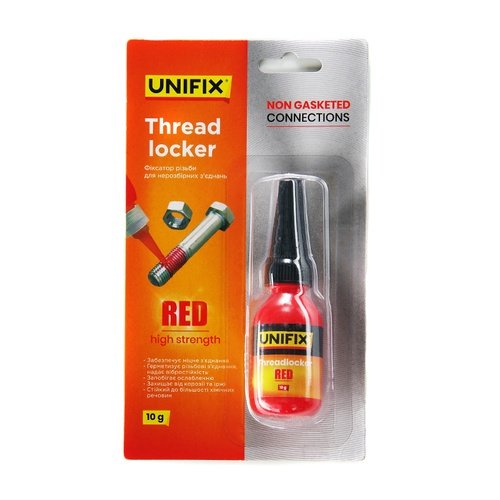 Фіксатор UNIFIX різьби для нерозбірних з'єднань червоний 10 г [940021], шт<br> Артикул: 138105<br>