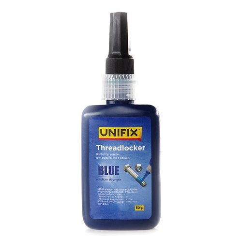 Фіксатор UNIFIX різьби для розбірних з'єднань синій 50 г [940024], шт<br> Артикул: 138107<br>