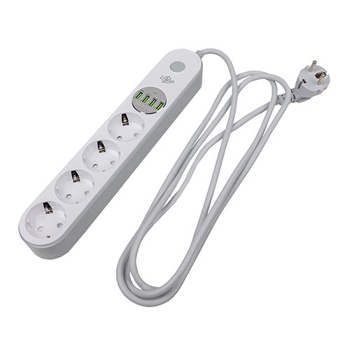 Мережевий фільтр LogicPower 4 гнізда, 2м F24U4 (2500W, 4xUSB-5V/3,4A 17W) 0016, шт<br> Артикул: 140934<br>