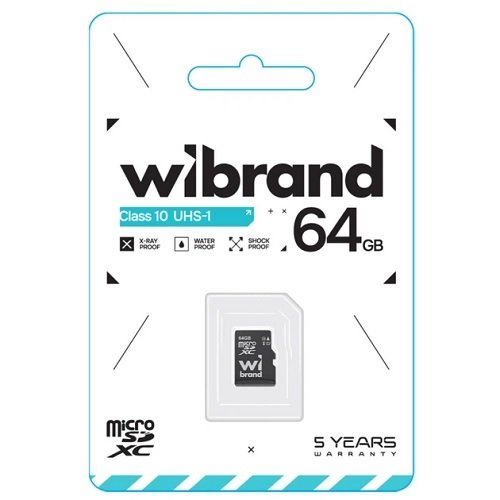 Карта пам'яті micro-SD 128 Gb Wibrand + перех. SD (10 Class) UHS-1, шт<br> Артикул: 140974<br>
