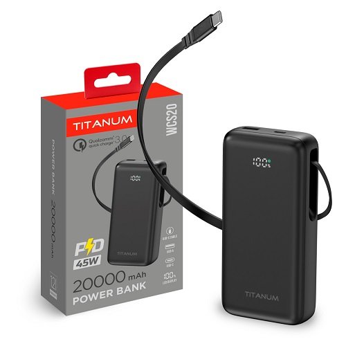 Зарядний пристрій Power Bank TITANUM TPB-WCS20 20000mAh PD45W, шт<br> Артикул: 141204<br>