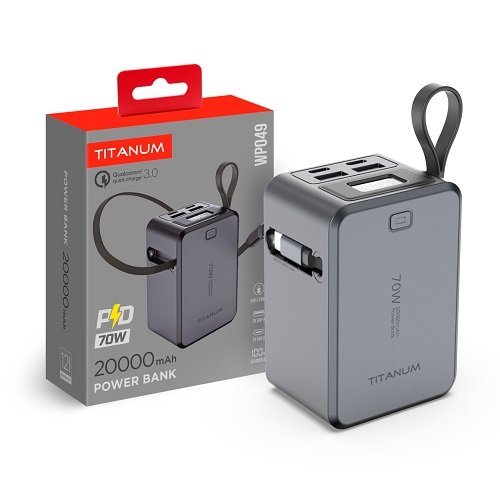 Зарядний пристрій Power Bank TITANUM TPB-WP049 20000mAh PD70W, шт<br> Артикул: 141205<br>