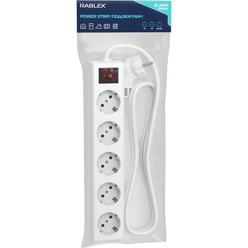 Мережевий фільтр Rablex 5 гнізд, 3 м (RB5-3M) (40шт/ящ), шт<br> Артикул: 141244<br>