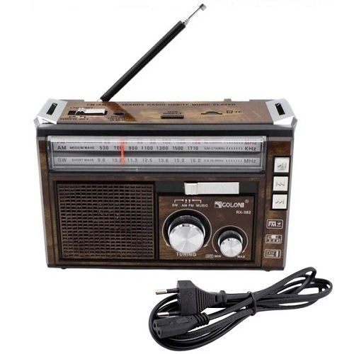 Радіо з динаміком Golon RX-382BT від мережі з акумулятором, з Bluetooth, розємом під батарейки, USB, SD та двома ліхтариками, шт<br> Артикул: 141247<br>