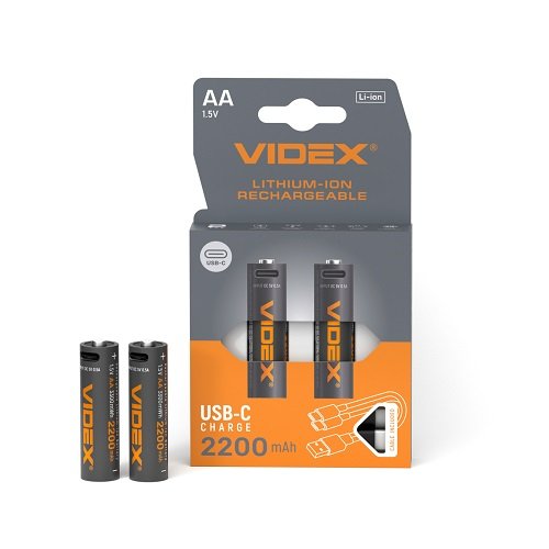 Акумулятор VIDEX Li-ion LIR6C/AA USBC-C 1.5V (захист) 2200mAh C2 29288, шт<br> Артикул: 141465<br>